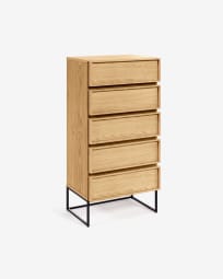 Taiana chest of drawers with oak veneer and steel frame with black finish 60 x 120 cm