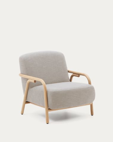 Sylo beige armchair made from solid ash wood, 100% FSC