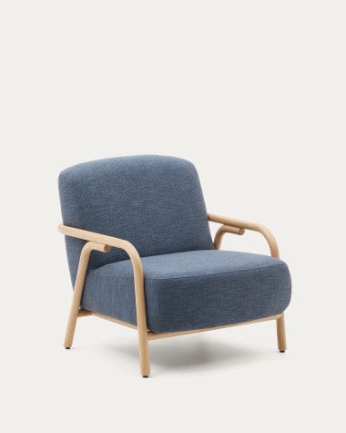 Blauwe fauteuil Sylo van FSC 100% massief essenhout