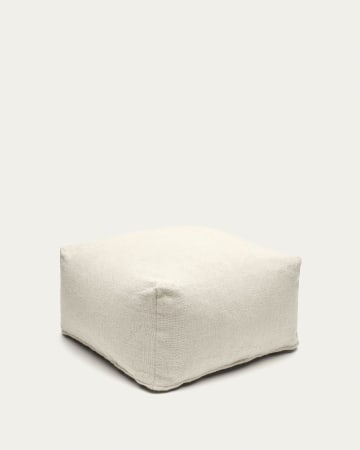 Vedell 100% PET pouffe in white, 60 x 60 cm