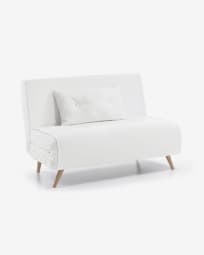 2θ καναπές-κρεβάτι Tupana, λευκό τεχνητό δέρμα, 100εκ