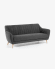Obo 3 seater sofa in dark grey with solid oak wood legs, 190 cm