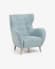 Patio armchair in blue with solid, natural rubberwood legs