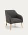 Bobly armchair in graphite with wooden legs with natural finish