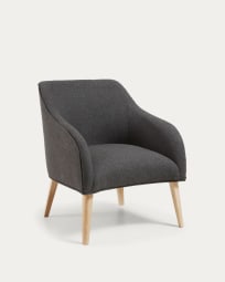 Bobly armchair in graphite with wooden legs with natural finish