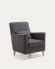 Glam dark grey armchair with solid beech wood legs.