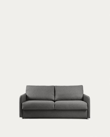Kymoon 2 seater sofa bed in black visco fabric, 140 cm