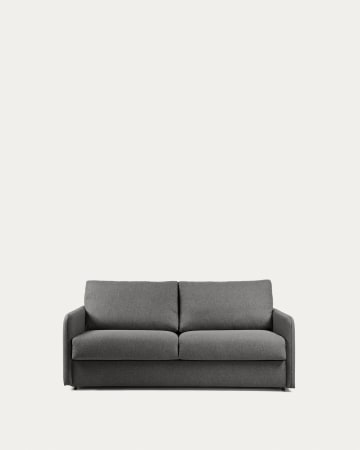 Kymoon 2 seater sofa bed in black chrono polyutherane, 140 cm