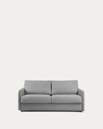 Kymoon 2 seater polyurethane sofa bed in light grey, 140cm