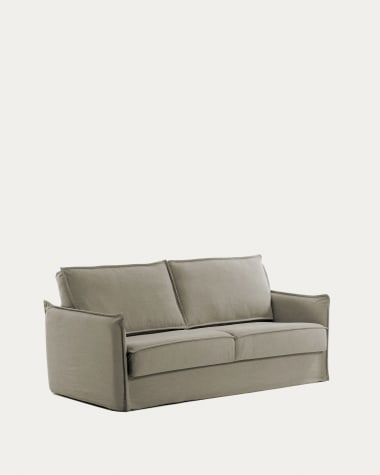 Sofa rozkładana Samsa 2-osobowa poliuretan beżowa 160 cm