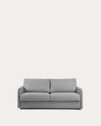 Kymoon 2 seater polyurethane sofa bed in light grey, 160cm