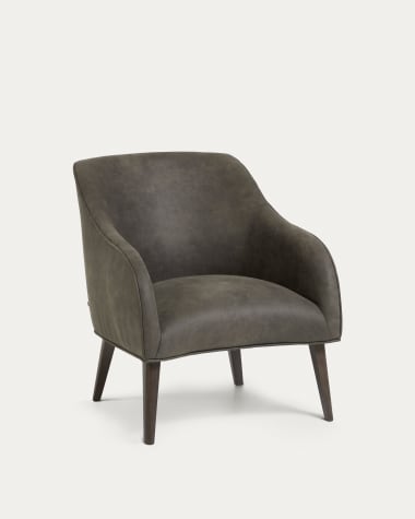 Bobly armchair in grey with wenge finish legs