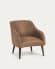 Bobly armchair in dark brown fabric with wenge finish legs