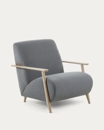 Meghan armchair in grey with solid ash legs with natural finish