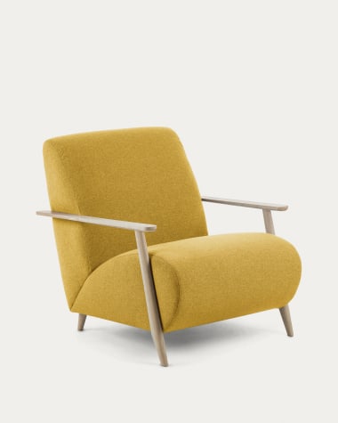 Meghan armchair in mustard with solid ash legs with natural finish