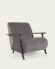 Meghan armchair in grey chenille and wood with wenge finish