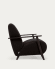 Meghan armchair in black shearling with solid ash legs with wenge finish