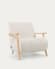 Meghan armchair in white fleece with solid ash legs with natural finish