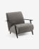 Meghan armchair in grey velvet with solid ash legs with wenge finish