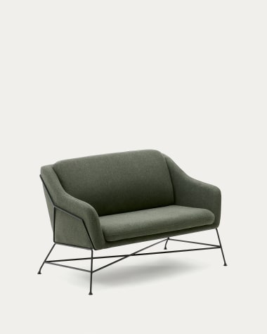 Brida 2-Sitzer-Sofa in Grün und Stahlbeine mit schwarzem Finish 128 cm
