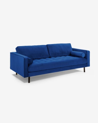 Blue velvet 3 seaters Debra sofa 222 cm