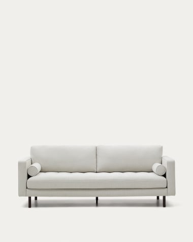 Debra 3-Sitzer-Sofa mit Bezug in perlfarbener Chenille Beine Wenge-Finish 222 cm
