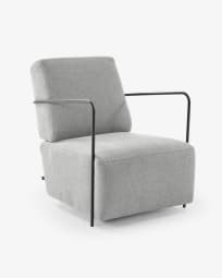 Gamer armchair in light grey and metal with black finish