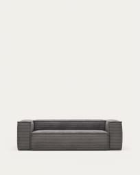 Blok 3θέσιος καναπές σε γκρι κοτλέ με φαρδιά ραφή, 240εκ