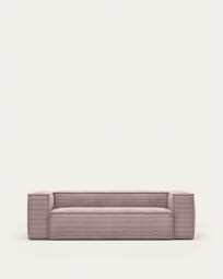 Blok 3 seater sofa in pink wide-seam corduroy, 240 cm