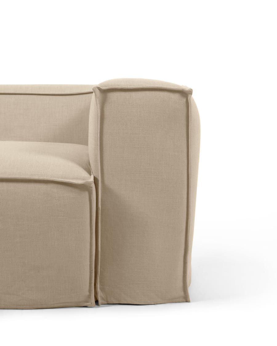 Blok 3 seater sofa with removable covers in beige linen 240 cm | Kave Home