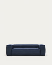Blok 3 seater sofa in blue corduroy, 240 cm FR