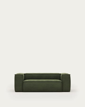 Blok 2 seater sofa in green wide seam corduroy, 210 cm