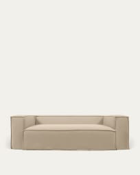 Blok 2 seater sofa with removable covers in beige linen, 210 cm