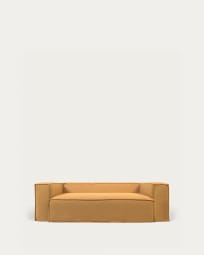 Blok 2 seater sofa with removable covers in mustard linen, 210 cm