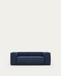 Blok 2 seater sofa in blue corduroy, 210 cm FR