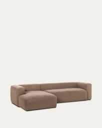 Blok 4-θέσιος καναπές με ανάκλινδρο αριστερά, ροζ 330 εκ