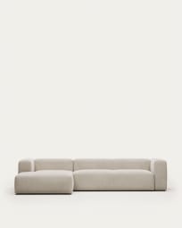 Blok 4 seater sofa with left side chaise longue in white, 330 cm FR