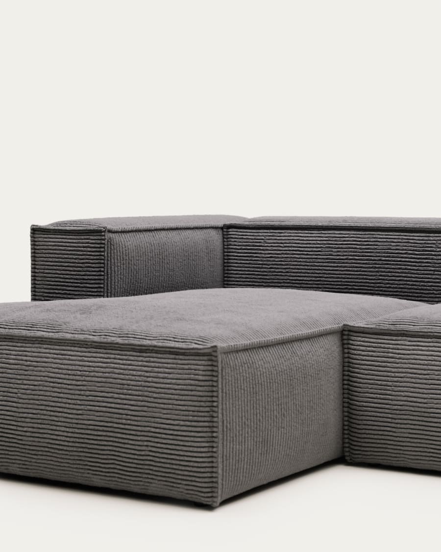 Dandy sofá chaise longue izquierda 4 plazas gris con almacenaje, Banak
