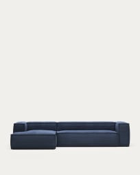 Blok 4 seater sofa with left side chaise longue in blue, 330 cm FR