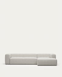 Blok 4 seater sofa with right side chaise longue in white fleece, 330 cm FR