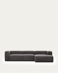 Blok 4 seater sofa with right side chaise longue in grey, 330 cm FR