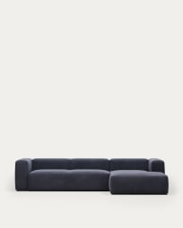 Blok 4 seater sofa with right side chaise longue in blue, 330 cm FR