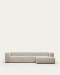 Blok 4 seater sofa with right side chaise longue in white, 330 cm FR