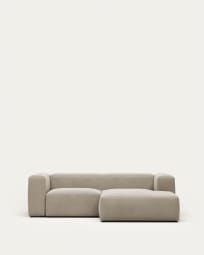 Blok 2 seater sofa with right side chaise longue in beige, 240 cm FR