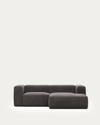 Blok 2 seater sofa with right side chaise longue in grey, 240 cm FR