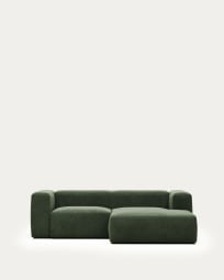 Blok 2 seater sofa with right hand chaise longue in green, 240 cm FR