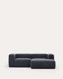 Blok 2 seater sofa with right side chaise longue in blue, 240 cm FR