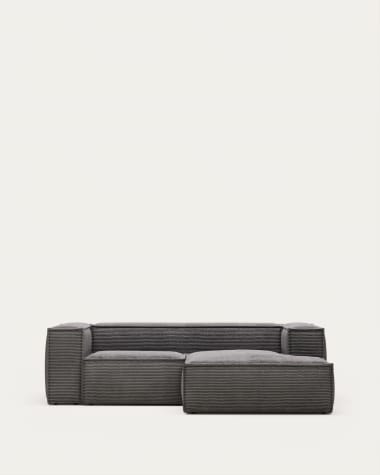 Blok 2-Sitzer-Sofa mit Chaiselongue rechts breiter Cord grau 240 cm