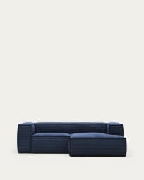 Blok 2 seater sofa with right side chaise longue in blue, 240 cm FR