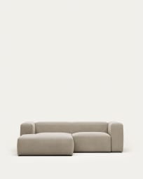 Blok 2 seater sofa with left side chaise longue in beige, 240 cm FR